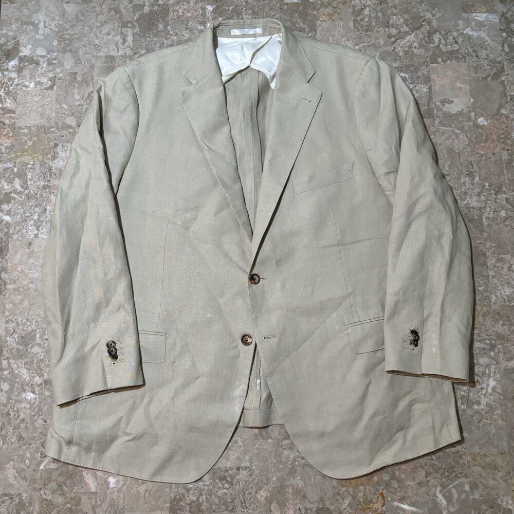 Proper Cloth Blazer Mens 46R (?) Linen Unstructured Baird McNutt Beige Tan